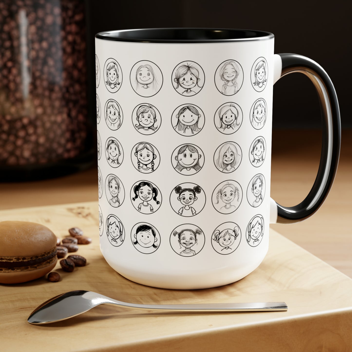 Happy Faces, Two-Tone Coffee Mugs, 15oz
