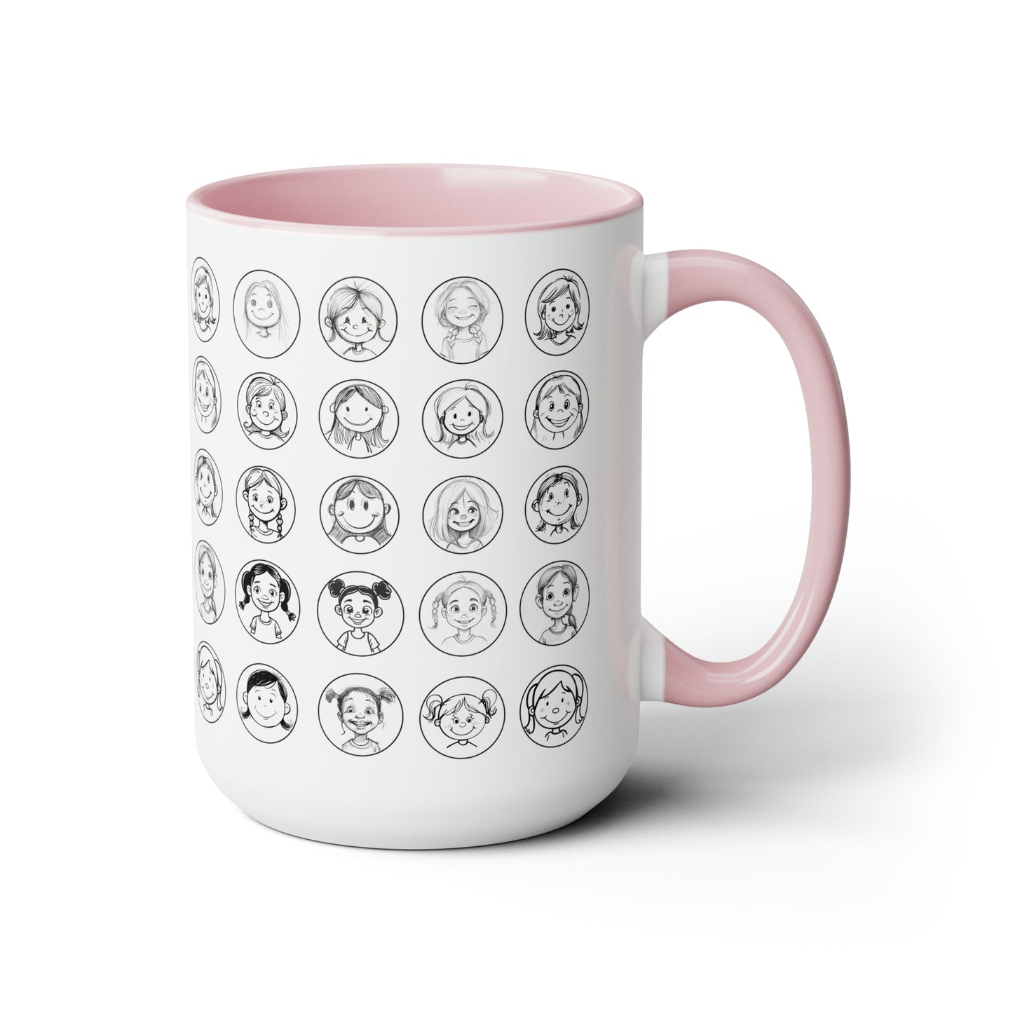 Happy Faces, Two-Tone Coffee Mugs, 15oz