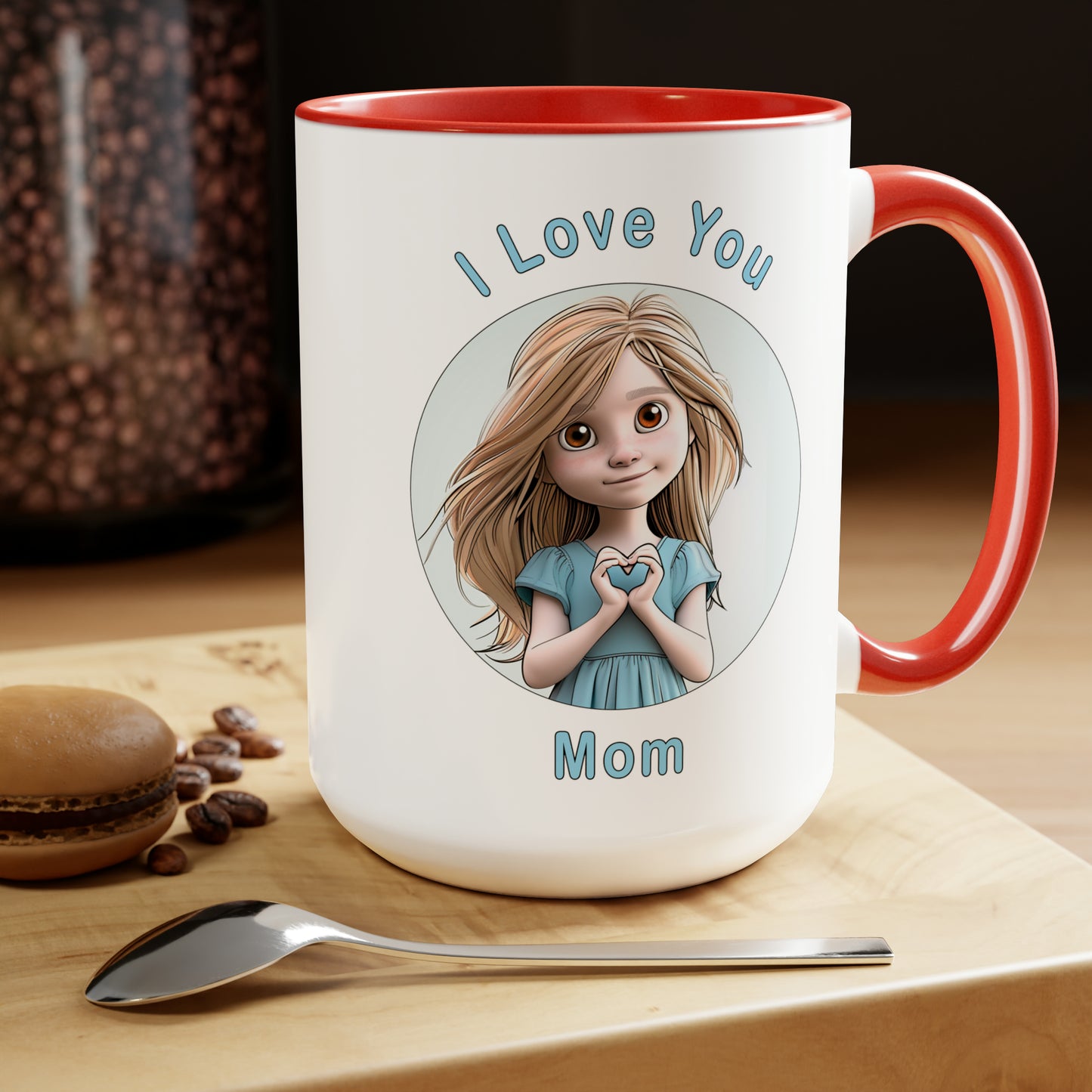 I Love You Mom, Two-Tone Coffee Mugs, 15oz